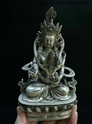Concubine Tara Yab-Yum Buddha happiness angel Mandkesvara tibet Silver statues - Image 1 of 4