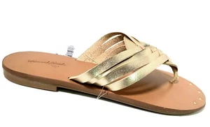 Gold Strappy Flat Flip-Flop Sandal Slip on Thong "Elani" Universal Thread Sz 6 - Picture 1 of 10