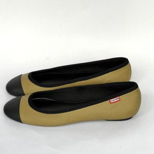Hunter Women's Slip On Shoes Pumps Ballerinas Rubber Olive Green Black UK 6 US 8 - Picture 1 of 12