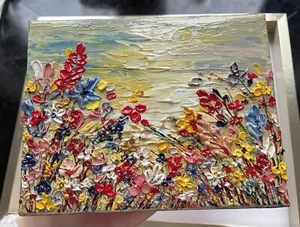 abstract floral original oil painting/Unique 3D original art/Landscape floral/ - Picture 1 of 11