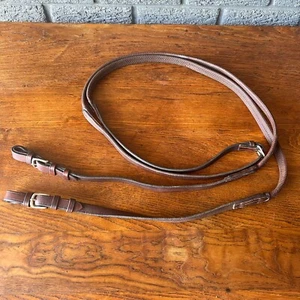 Bobby's English Tack Leather Rubber grip reins English horse 60 inch Brown USED - Picture 1 of 12