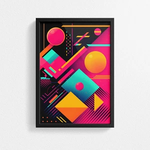 Vintage 80's Geometric Design Retro Poster Print - Modern Interiors Wall Decor - Picture 1 of 13