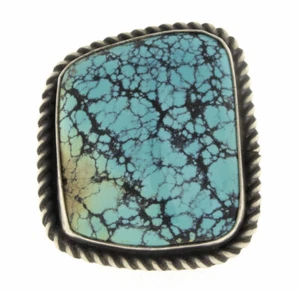 9,5 - Anello turchese di montagna cinese naturale dell'artista Navajo Derrick Cadman - Foto 1 di 4