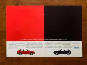 1982 Honda Civic 1500S Hatchback Vintage Car Print Ad/Poster Man Cave Bar Décor - Picture 1 of 2