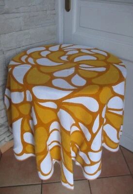 Ancienne NAPPE RONDE ORANGE / Vintage / TBE - Photo 1/3