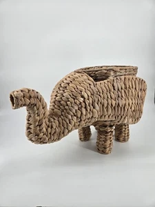 Boho Woven Elephant Basket Rattan Wicker Water Hyacinth Planter Storage Basket - Picture 1 of 18