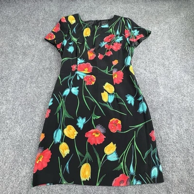 VTG Y2K John Roberts Dress 12 Black Floral 90s Cottagecore Romantic Retro Fairy - Image 1 of 4