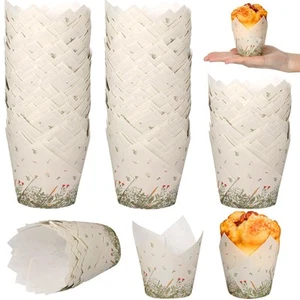 200 Pcs Wildflower Tulip Cupcake Liners Paper Mini Baking Cups Cupcake Wrappe... - Picture 1 of 7