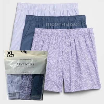 Banana Republic Boxers 3 Pair Men's XL Purple Floral Boxer Shorts - Image 1 of 3