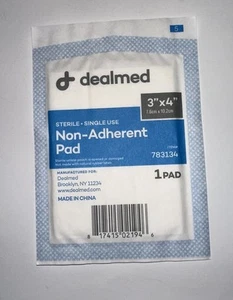 Dealmed Sterile Non-Adherent 3”x4" Pads 78 Ct (Partial Box) Individually Wrapped - Picture 1 of 2