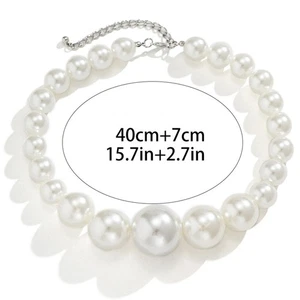 Modeschmuck für Damen, Bohemian-Stil, dicke weiße Perlenkette - Bild 1 von 6