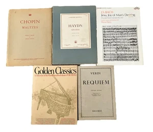 Piano Vocal Books Bundle x 5 Sheet Music Vintage Bach Verdi Requiem Haydn - Picture 1 of 24