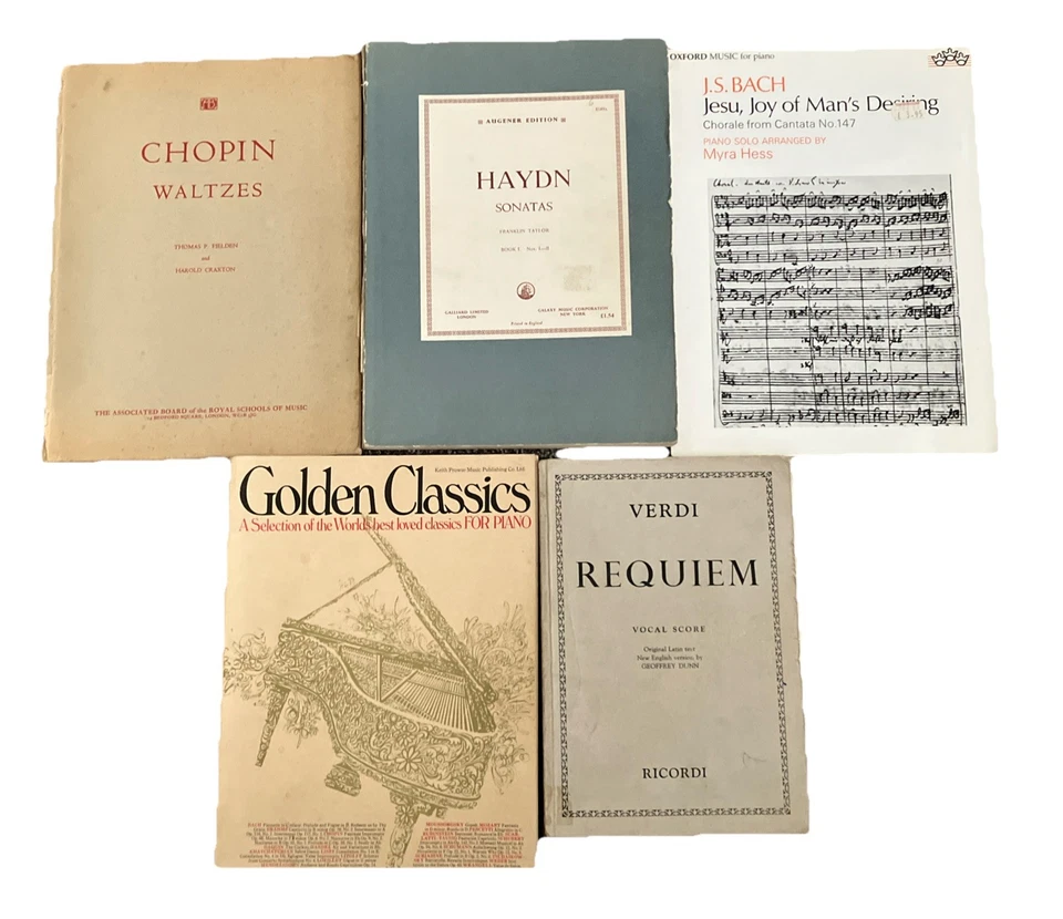 Piano Vocal Books Bundle x 5 Sheet Music Vintage Bach Verdi Requiem Haydn - Image 1 of 4