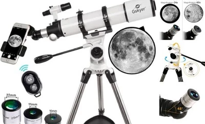  Telescope 600x90mm AZ Astronomical Refractor Telescope for Adults White - Image 1 of 4