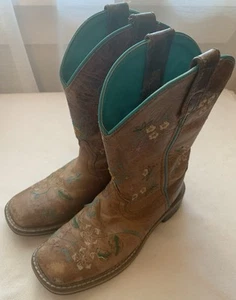Smoky Mountain Floralie Cowgirl Boots 3841C Floral Embroidered Size 1 Youth Teal - Picture 1 of 12
