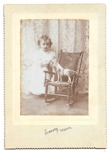 Old Cabinet Photo Toddler Named Emory Weaver With Toy Horse on Rocker - Picture 1 of 3