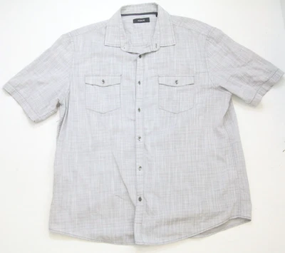 Camisa de vestir XL Alfani gris algodón poli abotonada manga corta 2 bolsillos WS883 Foto 1 de 4