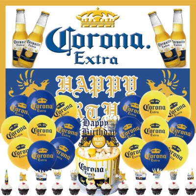 Modelo Beer Corona Extra Birthday Party Supplies Set Balloon Cake Topper Banner - Image 1 of 3