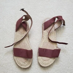 Eileen Fisher Mike Tumbled Nubuck Leather Espadrille Sandals sz10 - Picture 1 of 16
