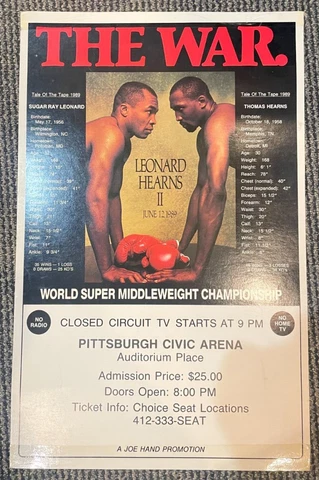 BOXING THE WAR POSTER CIVIC ARENA SUPER MIDDLEWEIGHT LEONARD HEARNS PITTSBURGH Cover