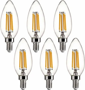 6X 3000K E12 110V 4W LED Candle Bulb Retro Edison Lamp Filament Chandelier Light - Picture 1 of 9