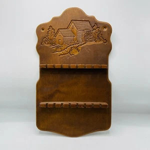 Cuchara de recuerdo vintage de madera coleccionable exhibición casa de campo tallada para 16  - Imagen 1 de 12