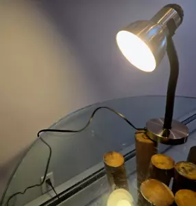 Metal/Chrome/Silver Tone 13" Table/Office Desk/Bedside Lamp; Corded/Electric 60W - Picture 1 of 24