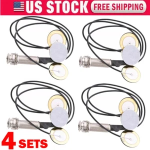4PC Piezo Contact Microphone 3 Transducer Pickups & End Pin Jack For Kalimba US - Picture 1 of 11