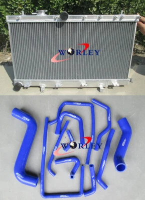 Radiador de alumínio 3 fileiras para Subaru Impreza WRX STI GG GD 2002-2007 + mangueira AZUL - Imagem 1 de 4