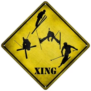 Insegna Attraversamento Sci Xing Novità Mini Avviso Stradale Metallo 8" Cross Xing - Foto 1 di 1