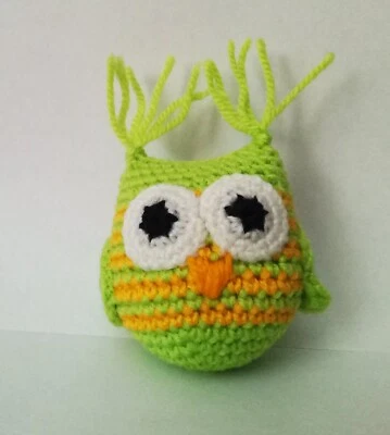 Crochet owl Stuffed bird toy Animal softie Pocket worry pet Anxiety toy buddy - Image 1 of 3