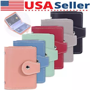 RFID Blocking ID Credit Card Holder 26 Cards Slim PU Leather Pocker Case Wallet - Picture 1 of 15