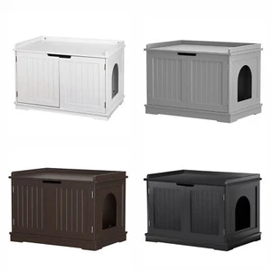 Cat Litter Box with Sturdy Wooden Enclosure Hidden Storage Bathroom Washroom - Picture 1 of 50