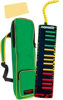 Hohner 32-Key Airboard with Blowflow Mouthpiece - Rasta Print w/ Gig Bag