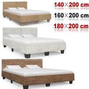 Bettgestell Bett Doppelbett Bettrahmen Schlafzimmerbett Natur Rattan - Bild 1 von 47
