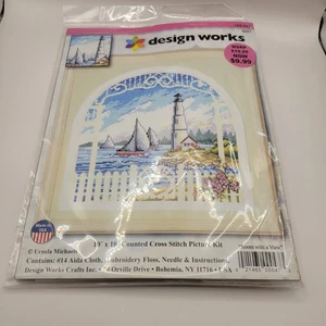 Design Works Cross Stitch Kit Room With a View Sailboat Lighthouse NEW in Pkg - Picture 1 of 7