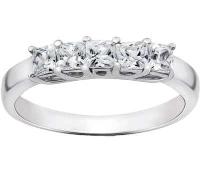 0.75 Ct Lab Grown Diamond Wedding Stackable Band Dainty Ring 14k White Gold - Image 1 of 4