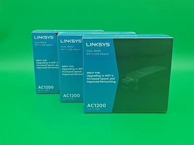 Linksys AC1200 1.2 Gbps Dual Band WIFI 5 USB Wireless Adapter WUSB6300 Lot Of 3 - Image 1 of 4