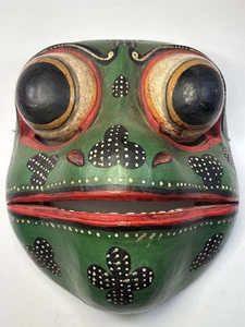 Balinese Indonesian Carved Wood Godogan Frog Face Prince Mask Hinged Mouth Art - Picture 1 of 14
