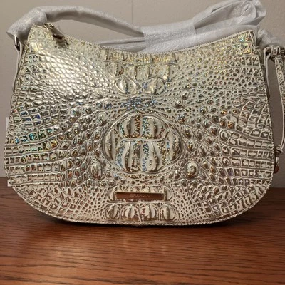 Brahmin Shayna Crossbody Hologram Gold Glitter Melbourne Leather NWT Eye Pattern - Image 1 of 4
