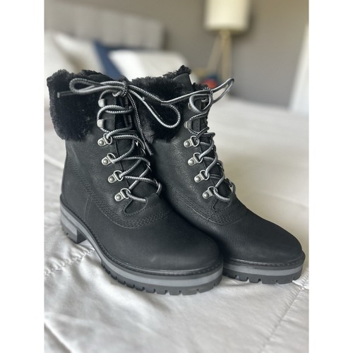 Women’s Timberland Courmayeur Valley Waterproof 6 In Shearling Boots Black 7.5