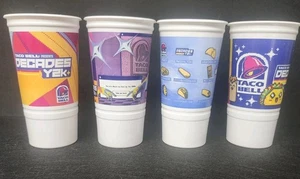 Taco Bell 4 Commemorative Limited  Edition Med 20 oz Plastic Drinking Cups Y2K - Picture 1 of 7