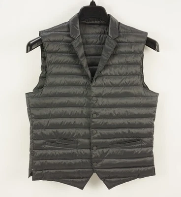 Hackett London Grey Duck Down Puffer Vest Men's Small Gray Snap Front Collared - Image 1 of 4