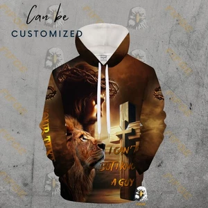 Individueller Name Jesus Löwe Hoodie, Kreuz Christlicher Glaube Religiöse Kleidung - Bild 1 von 8