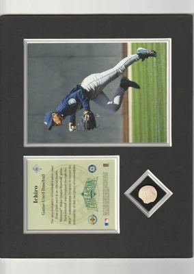 UD 8x10 Ichiro 2001 juego usado pieza de béisbol y foto Foto 1 de 2