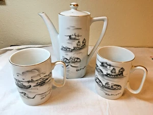 Robert Mayokok Tee oder Kaffeeservice Set, Kanne & 2 Tassen, Alaska Künstler 60er Jahre - Bild 1 von 17