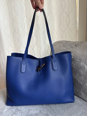 LONGCHAMP Roseau 15" Blue Pebbled Leather Tote - Brand New - Image 1 of 4