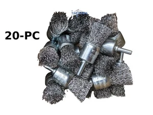 20-PC 1" Wire Wheel Cup Brushes box lot Crimped FINE Metal Grinding 1/4 Shank - Picture 1 of 5