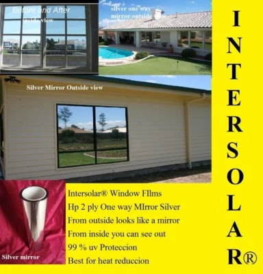 ESPEJO CROMADO 24" X 100' Plateado Tinte Ventana Coche Hogar Comercial HP 2 capas 15% Oscuro  Foto 1 de 2