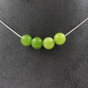 stones And Minerals. Necklace 4 Peridot Beads 8 Mm Stainless Steel Chain C - Picture 1 of 5